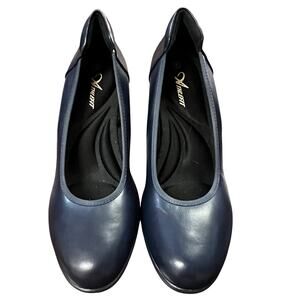 Athlefit Womens Chunky Block Heel Pumps Size 9 Navy Blue Lug Sole Slip On NWOB